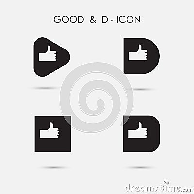 Good logo and D- letter icon abstract logo design.Hand logo and Vector Illustration