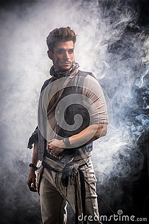 Good Looking Young Man in Pirate Fashion Outfit Stock Photo