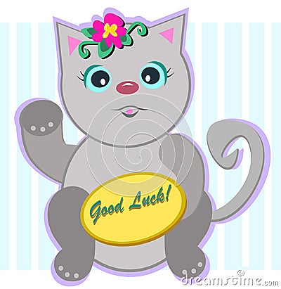 Good Luck Cat Vector Illustration