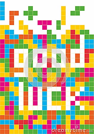 Good luck. Tetris game with pieces of squares. Vector Illustration