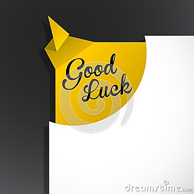 `Good Luck` text uncovered from torn paper corner. Vector Illustration