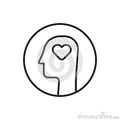 good memory icon with thin line head and heart Vector Illustration