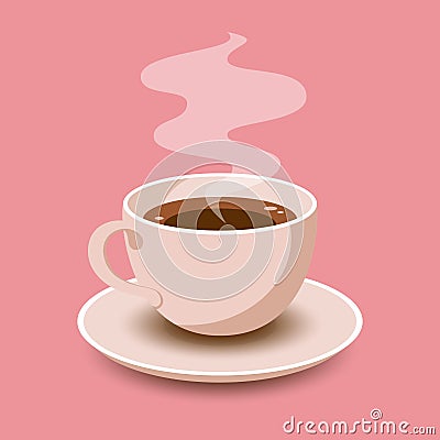 Good Morning Card with a Cup of Fresh Coffee Vector Illustration