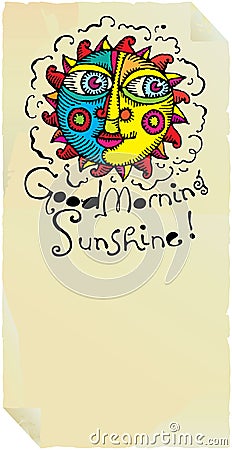 Good morning sunshine page with vivid sun Vector Illustration