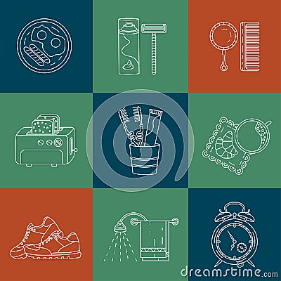 Good morning thin line vector icon set Vector Illustration