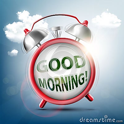 Good morning on the watch dial. Vector Illustration
