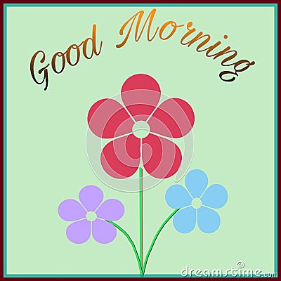 Good Morning wishes with flowers illustration Cartoon Illustration