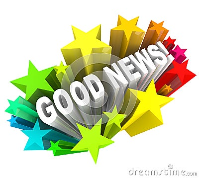 Good News Announcement Message Words in Stars Stock Photo