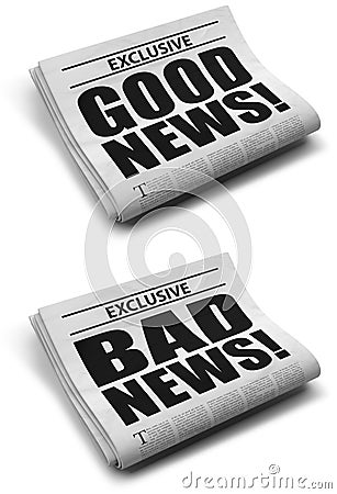 Good news and bad news Stock Photo