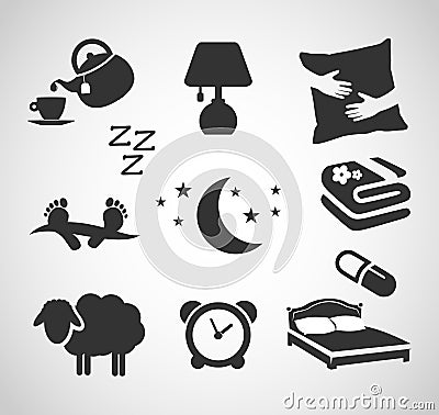 Good night - sleep icon set vector Vector Illustration