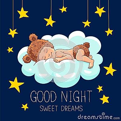 Good night. Sweet Dreams. Vector Illustration