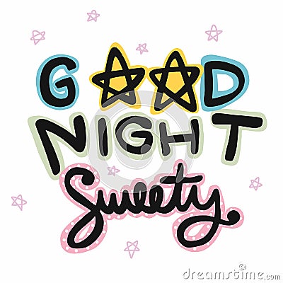 Good night sweety cute word and star vector Vector Illustration