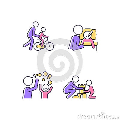 Good parenting RGB color icons set Vector Illustration