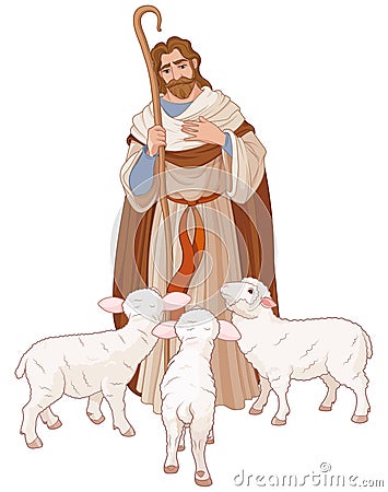 The Good Shepherd Vector Illustration