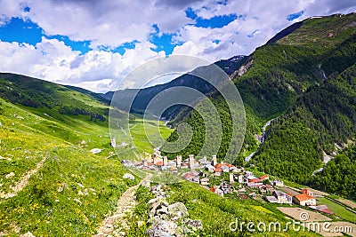 A good small Georgian village. Stock Photo