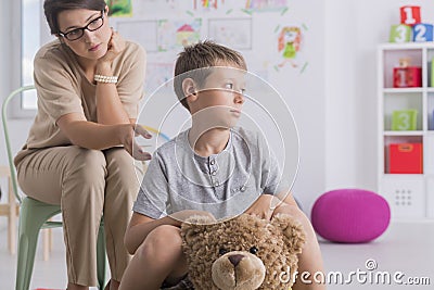 Good teacher and sad pupil Stock Photo