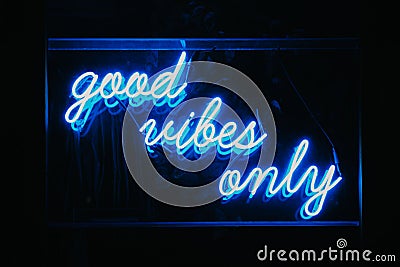 Good vibes only neon sign. Stock Photo