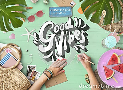 Good Vibes Positive Motivation Inspiration Concept Stock Photo