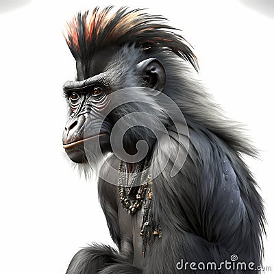 Good View Mandril Illustration. Generative AI Stock Photo