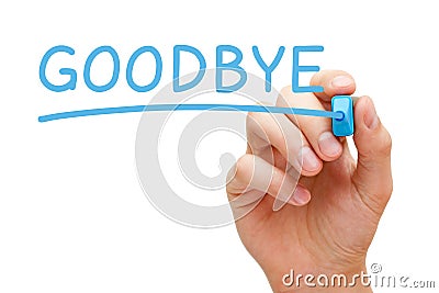 Goodbye Blue Marker Stock Photo