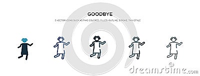 Goodbye icon in different style vector illustration. two colored and black goodbye vector icons designed in filled, outline, line Vector Illustration