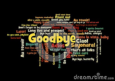 Goodbye Word Tag Cloud how say farewell Vector Illustration
