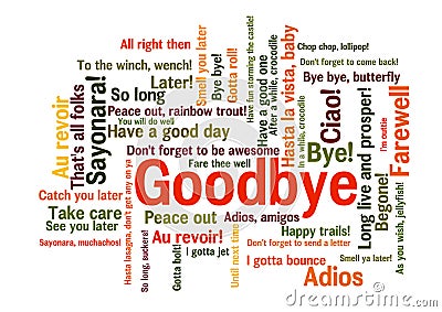 Goodbye Word Tag Cloud, how to say farewell Vector Illustration