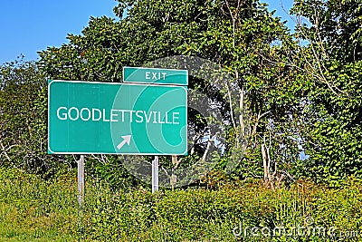 US Highway Exit Sign for Goodlettsville Stock Photo