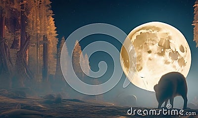 Goodness gracious, great full moon, epic, fantasy. Generative AI Stock Photo