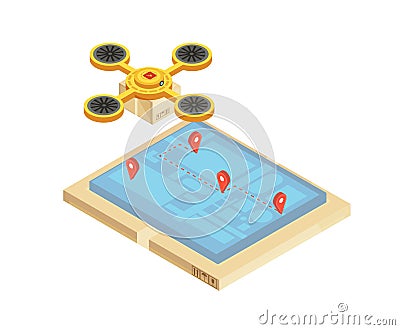 Goods Delivery Tracking Isometric Illustration Vector Illustration