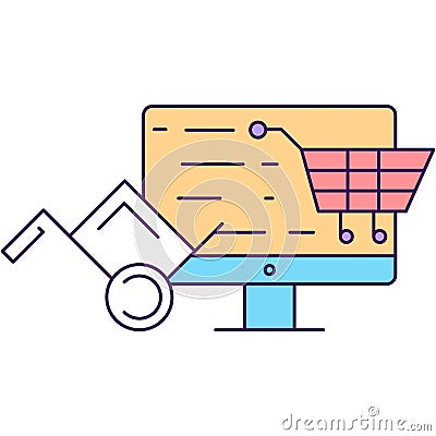 Goods online order, shopping and delivery icon Vector Illustration