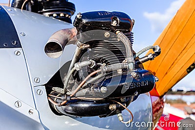 GOODWOOD, WEST SUSSEX/UK - SEPTEMBER 14 : Close-up Vintage Aeroplane Engine at Goodwood West Sussex on September 14, 2012 Editorial Stock Photo