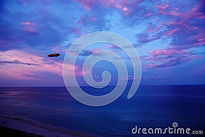 Goodyear airship night sky miami beach florida usa Editorial Stock Photo