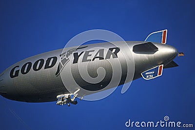 The Goodyear Blimp over Los Angeles Editorial Stock Photo