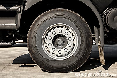 GoodYear Omnitrac MSS tyre on a heavy duty truck Editorial Stock Photo