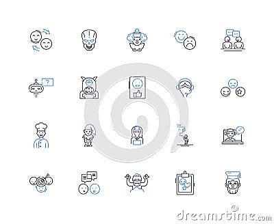Goofballs line icons collection. Zany, Comical, Hilarious, Silly, Absurd, Ridiculous, Wacky vector and linear Vector Illustration