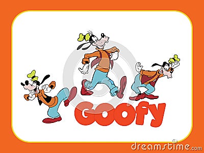 Goofy set. Walt Disney cartoon vector. Vector Illustration