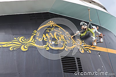 Disney Cruise Ship Magic Docks in St. Thomas Virgin Islands Editorial Stock Photo