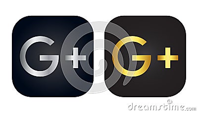 Google Plus icon. silver and gold vector illustration Cartoon Illustration