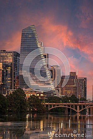 Google Building in downtown Austin tx at twilight Editorial Stock Photo