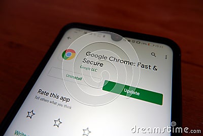 Google Chrome update for smartphone Editorial Stock Photo
