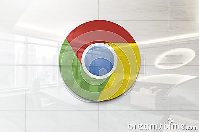 Chrome on glossy office wall realistic texture Editorial Stock Photo