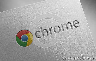 Google-chrome-1 on paper texture Editorial Stock Photo