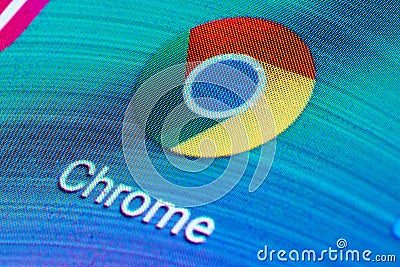 Google Chrome icon on mobile screen Editorial Stock Photo
