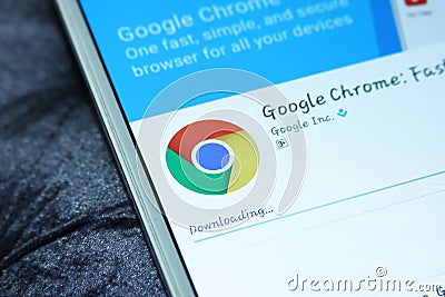 Google chrome web browser mobile app Editorial Stock Photo