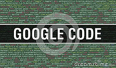 Google code text written on Programming code abstract technology background of software developer and Computer script. google code Editorial Stock Photo