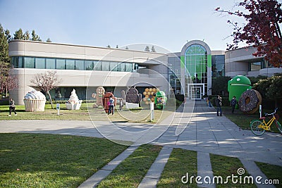 Google Corporate Headquarters and Logo Editorial Stock Photo