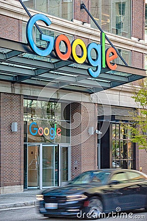 Google Corporate Office building in Fulton Market. Main street in Chicago. Illinois business Editorial Stock Photo