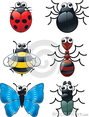 Google Eyed Bugs Vector Illustration