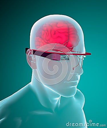 Google glasses interactive brain Stock Photo